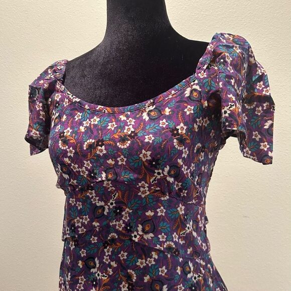 NWT XS Band Of The Free CORALINE PURPLE FLORAL CROSSOVER MINI DRESS - Picture 12 of 14